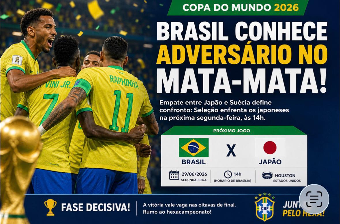 Brasil conhece adversário no mata-mata da Copa do Mundo 2026: Japão será o rival da Seleção