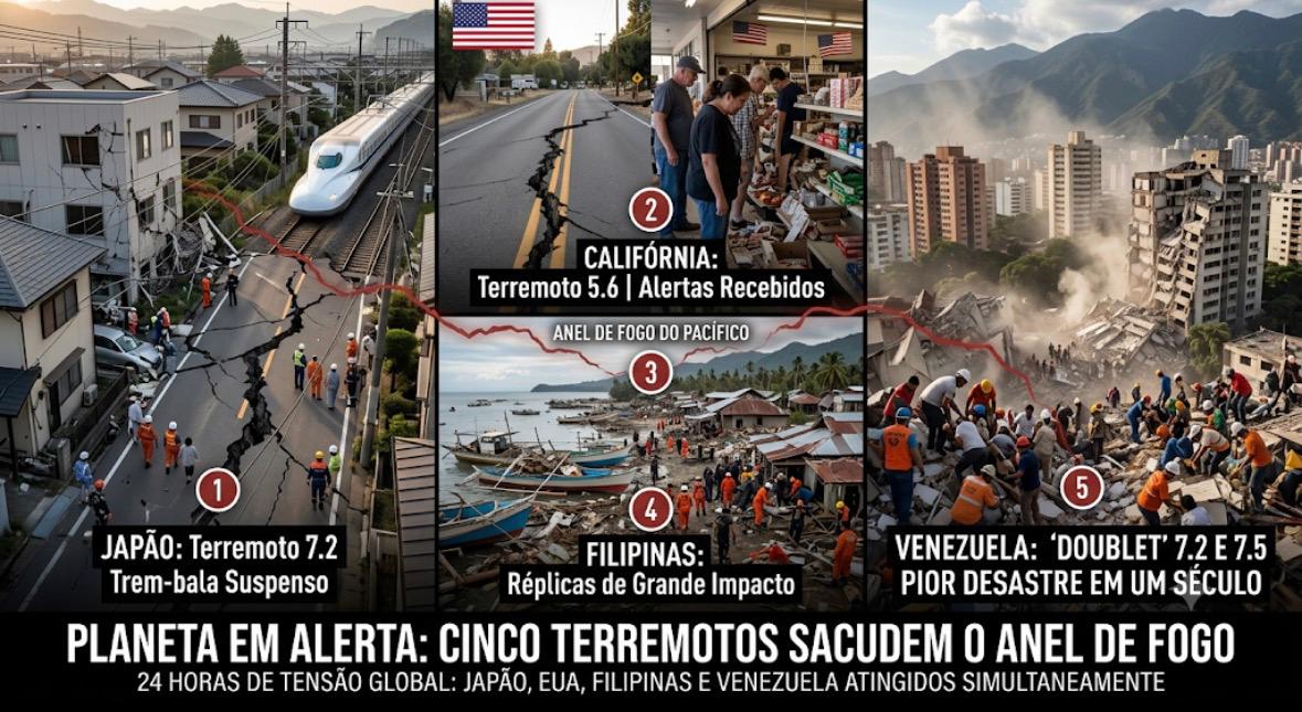 Planeta em Alerta: Cinco Terremotos Sacodem o Anel de Fogo do Pacífico em Menos de 24 Horas